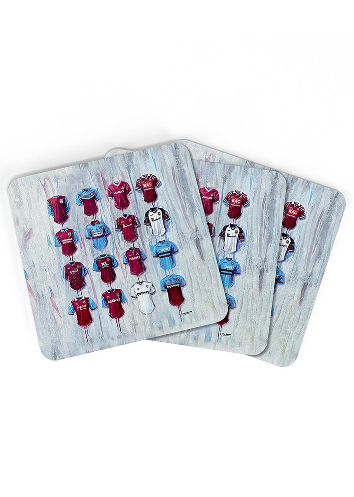 West Ham Shirts - A Hammer's Collection Coasters - Terry Kneeshaw Art