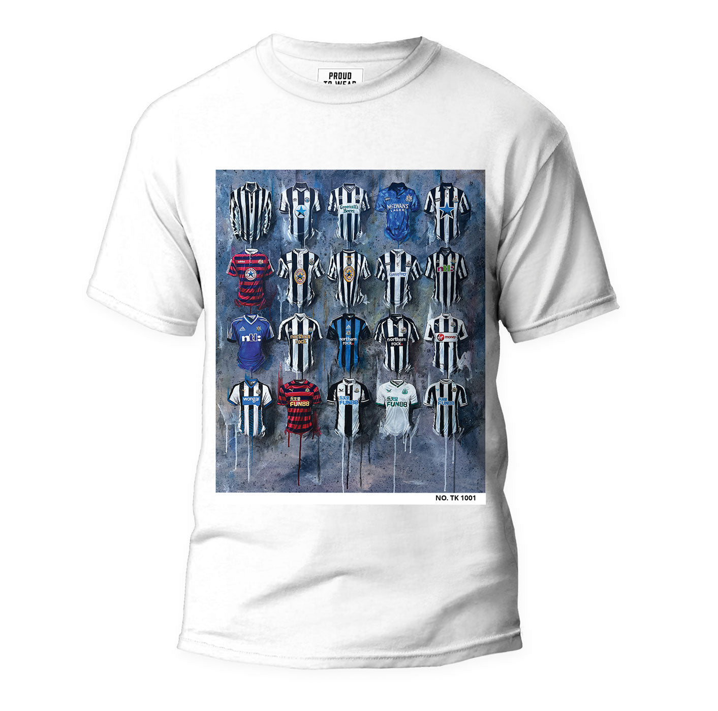These limited edition Newcastle Toon Collection T-shirts designed by Terry Kneeshaw showcase unique artwork for the team. Each shirt is individually numbered and comes in sizes ranging from xxs to xxxl. The collection features a choice of black or white T-shirts with vibrant colors that bring the team's spirit to life. These one-off designs are a must-have for any Newcastle fan looking to add a unique piece to their collection.